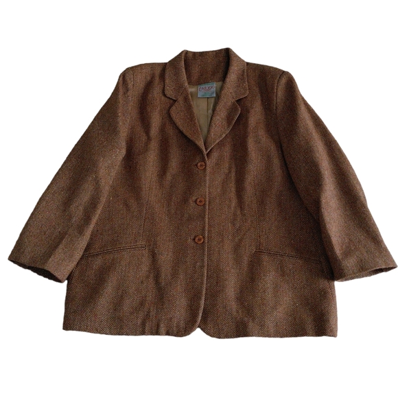 Triona Design Donegal Tweed Ireland 100% Pure New Wool Blazer Jacket Size 24 - Picture 1 of 17
